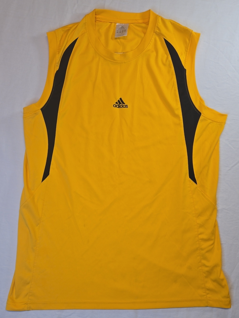 Adidas Yellow Sleeveless Training Tank Top Muscle Shirt with Black Accents Y2K